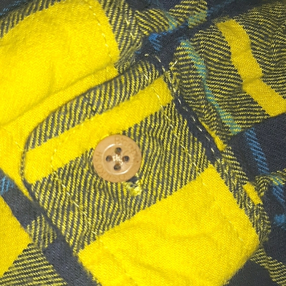 EUC- Osh Kosh B'Gosh Bright Yellow/Blue Flannel - Picture 4 of 10